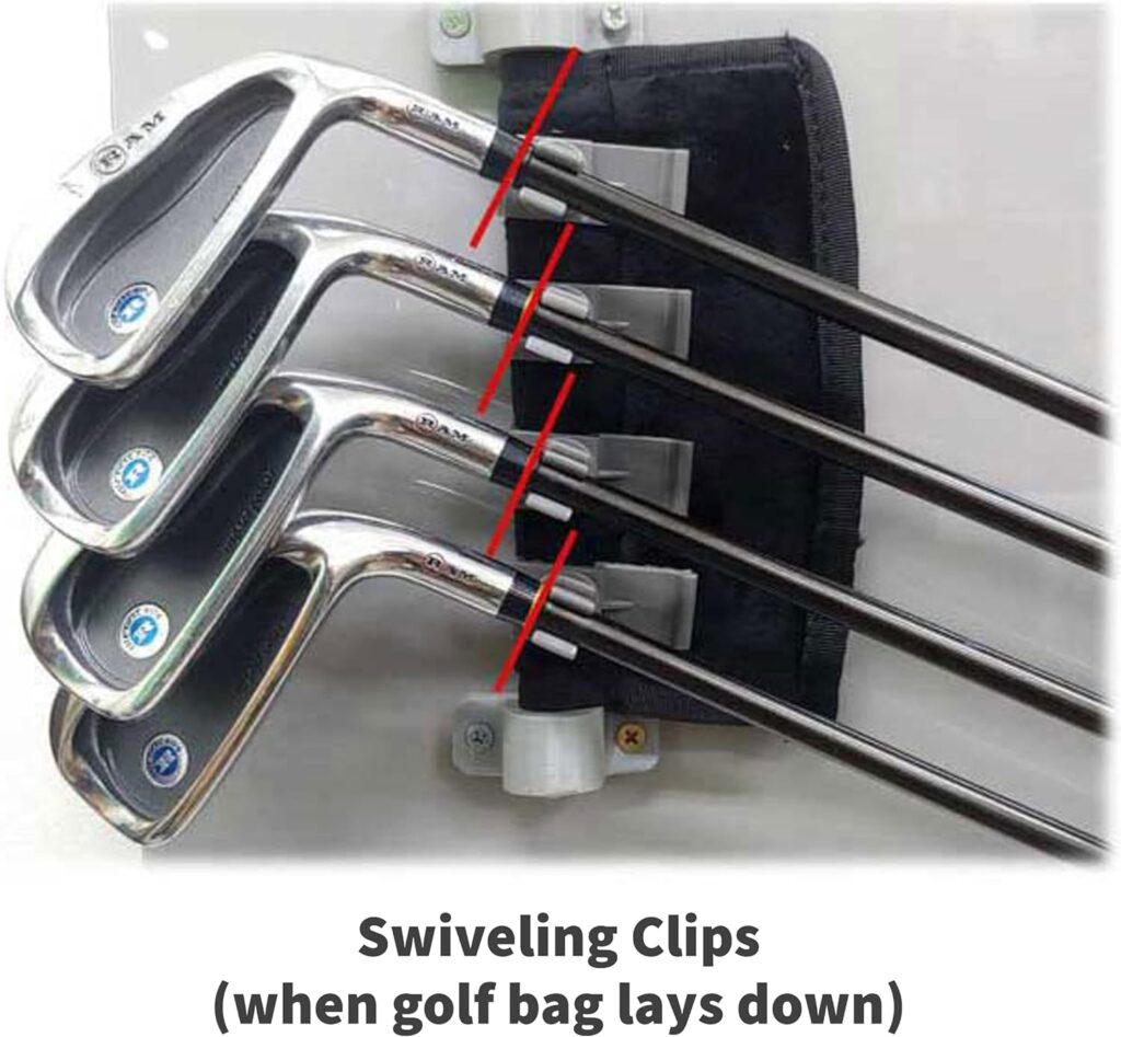 SwingSwing Premium Golf Club Holder Club Organizing Clips | 14 Clips Set with Identifying Numbered Stickers | Swivel Action Golf Club Clips for Golf Bags | Club Damage Protection
